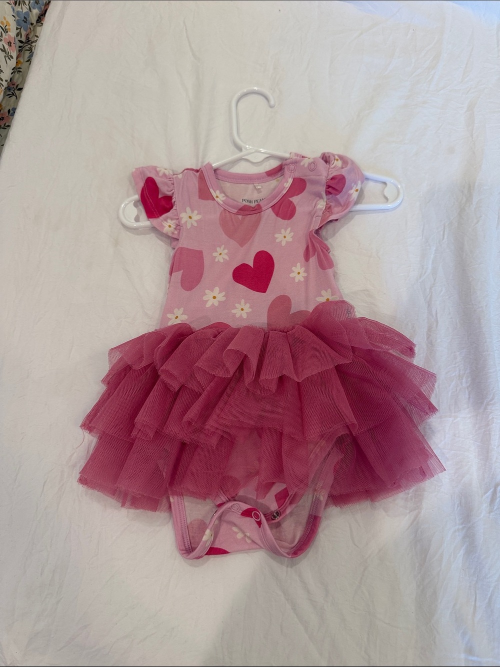 Posh Peanut Pink Heart & Daisy Tutu One-Piece